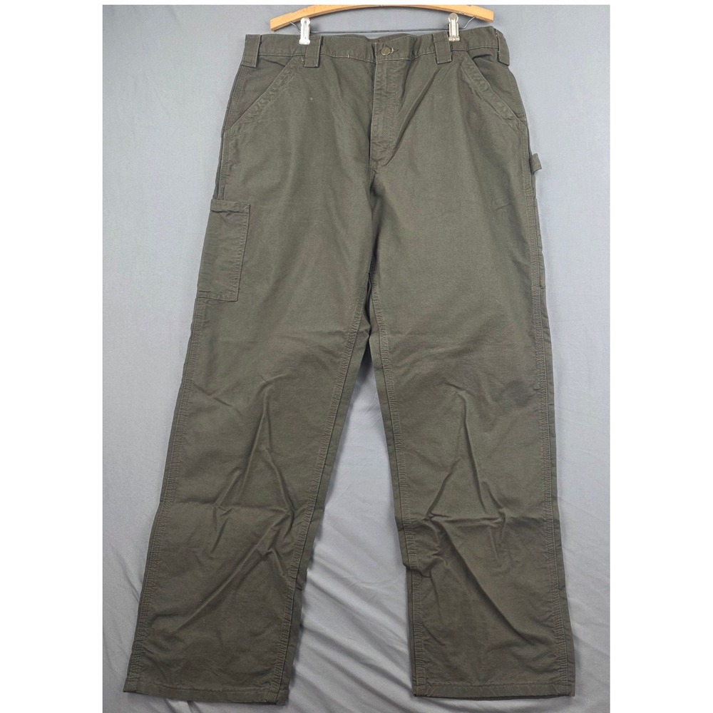 Carhartt Canvas Work Dungaree Mens 38x32 B151 DOL Dark Olive Straight Leg NWT